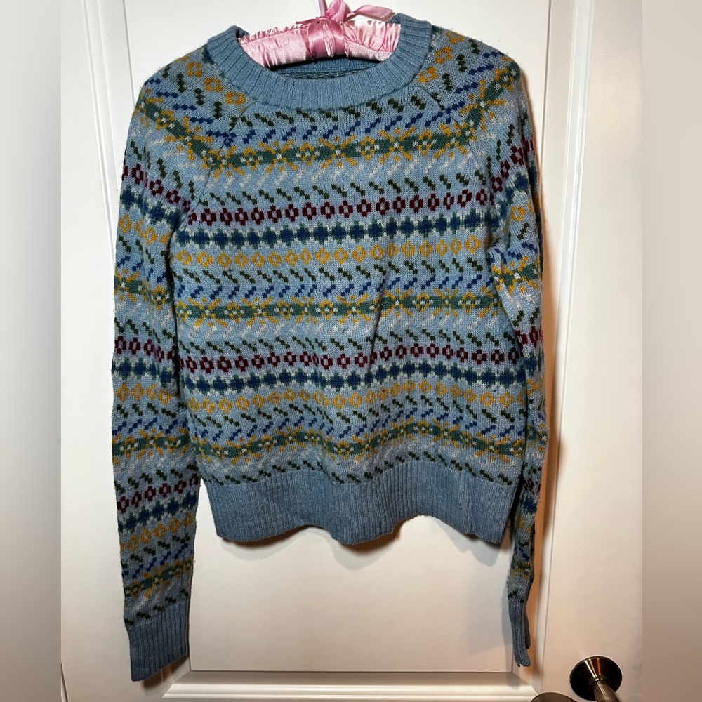 Toad&Co Multicolor Nordic Patterned Cazadera Crew Wool Sweater Women’s Small - Picture 2 of 13
